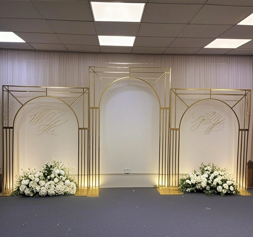 Diagonaler Hochzeitsbogen, mehrere Hintergrundbildschirme, Blumenständer, Dekorationsrahmen für den Außenbereich, 3 Stück – Detail 2