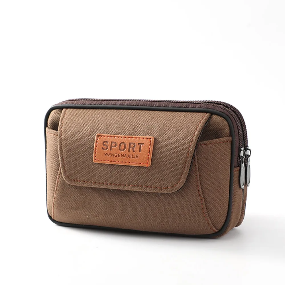 Versatile Canvas Waist Bag Multicolor 3 Layers Phone Bag Lightweight Wear Belt Belt Coin Purse Daily Carry