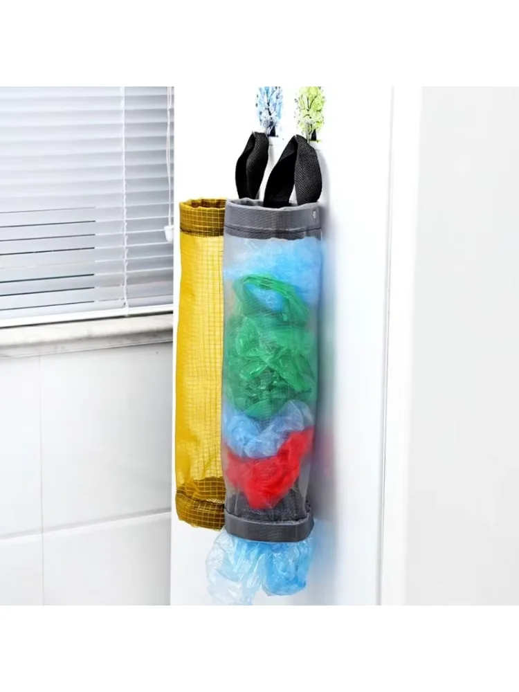 Home Grocery Bag Holder Wall Mount Plastic Bag Holder Dispenser Hanging Storage Trash Garbage Bag Kitchen Garbage Organizer