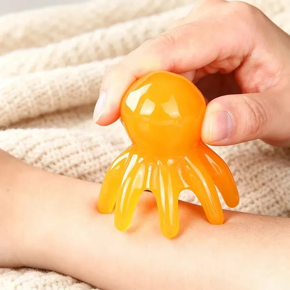 Resin Octopus Massage Comb Head Meridian Scraping Scalp Massage Brush Acupuncture SPA GuaSha Massage Comb Fatigue Relief Massage