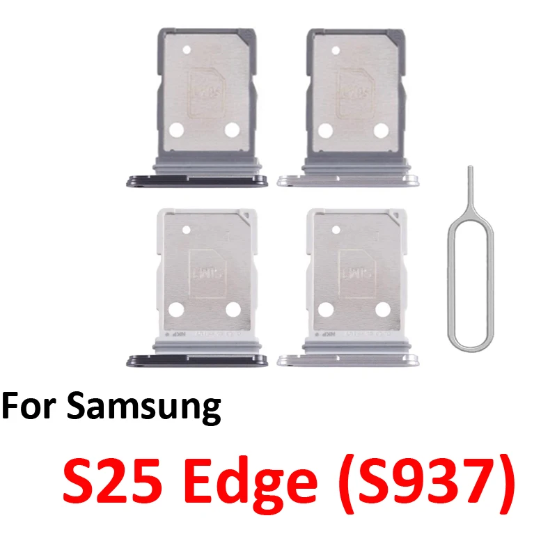 For Samsung Galaxy S25 Edge Slim S937 S937B Phone Housing Chip SIM Card Tray Slot Holder Pocket Parts Single Dual SIM Black