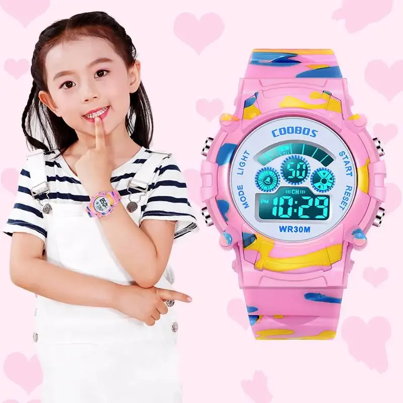 New Boys Sports Military Kids Digital Watches Student Childrens Watch Fashion Luminous LED Alarm Camouflage Girls Clock