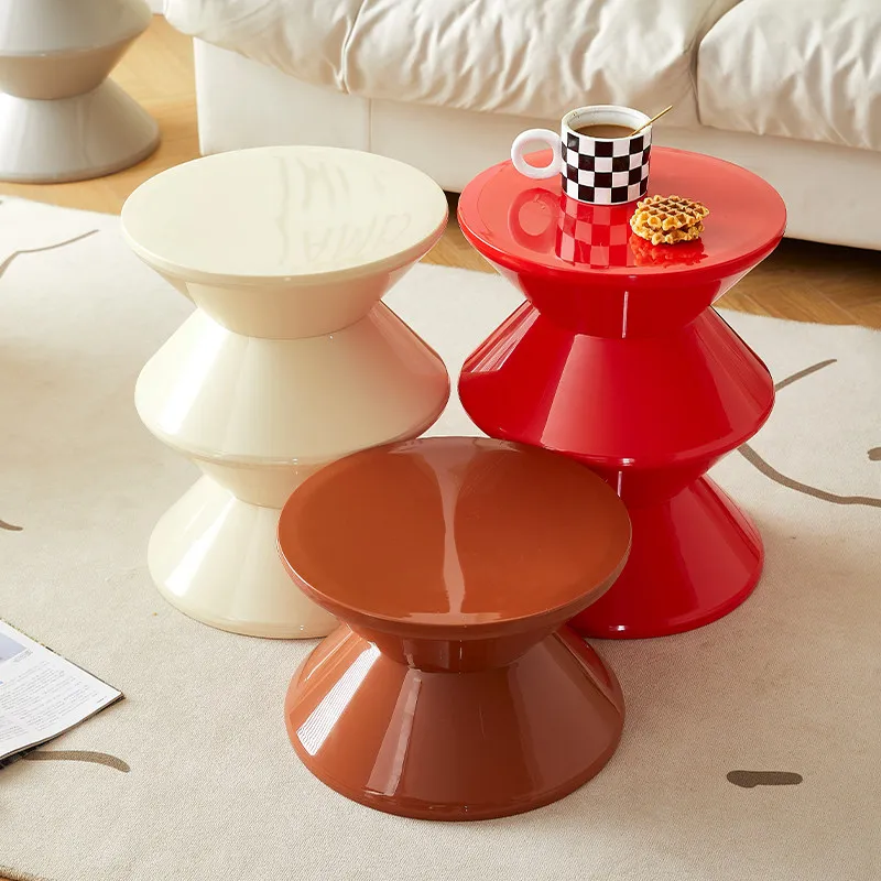 & Nordic Hourglass Shape Plastic Stool for Shoe Changing and Children's Use Household Door Small Ottoman Home Furniture