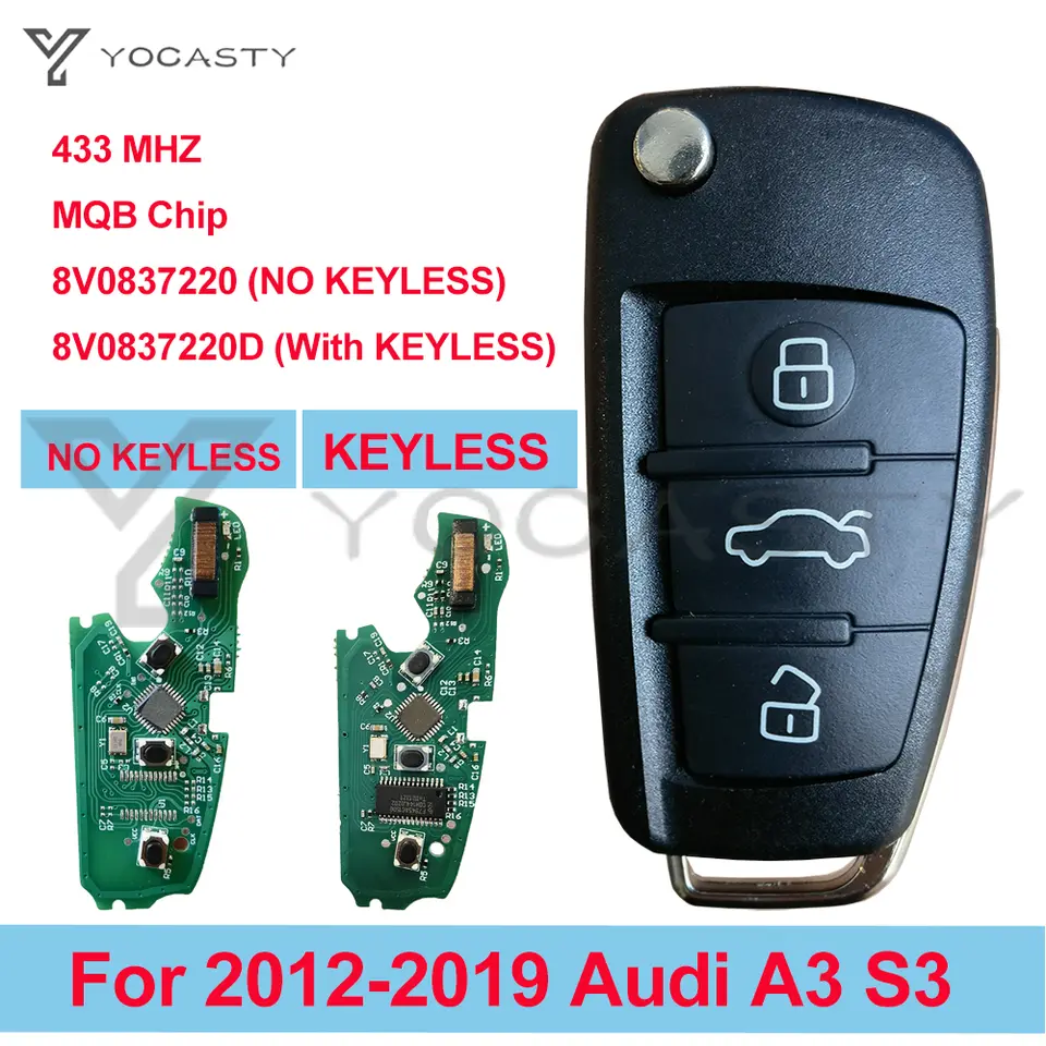 Yocasty 8V0837220D Smart Remote Fob For Audi A3 S3 2012-2019