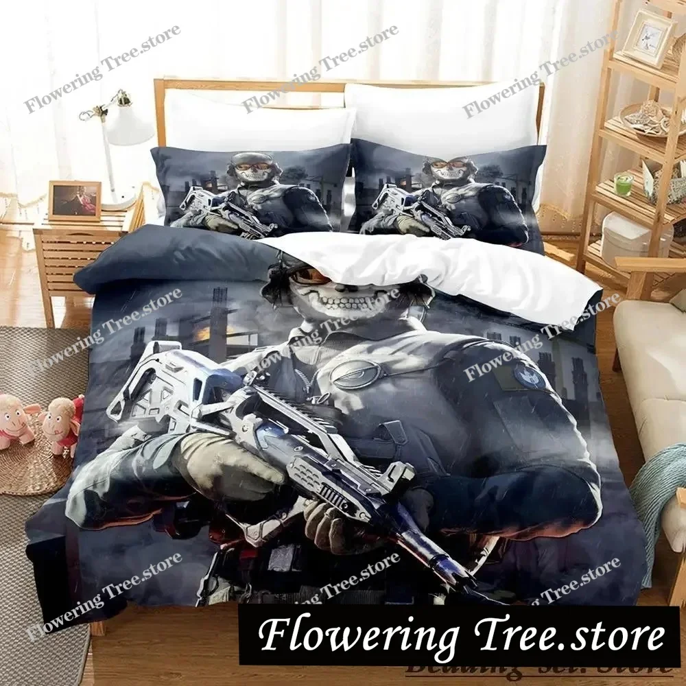 

Game Call of Duty Simon Ghost Riley Bedding Set Cartoon Anime Set Adult Kid Bedroom Duvetcover Sets 3D Shooting Game