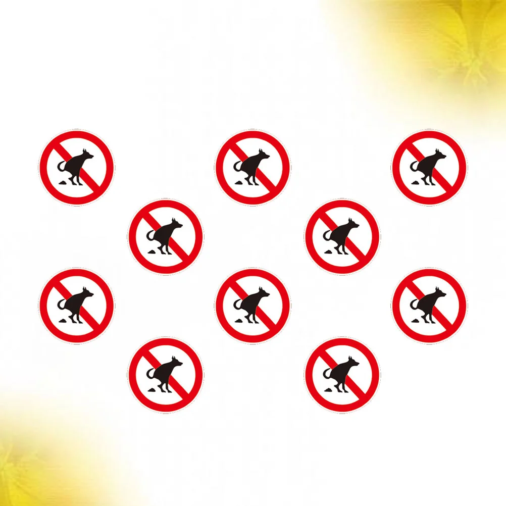 10 Sheets Encironment Sign Prohibitory Paste Waterproof Decal No Pet Pooping Fuuny Sticker Bumper Stickers