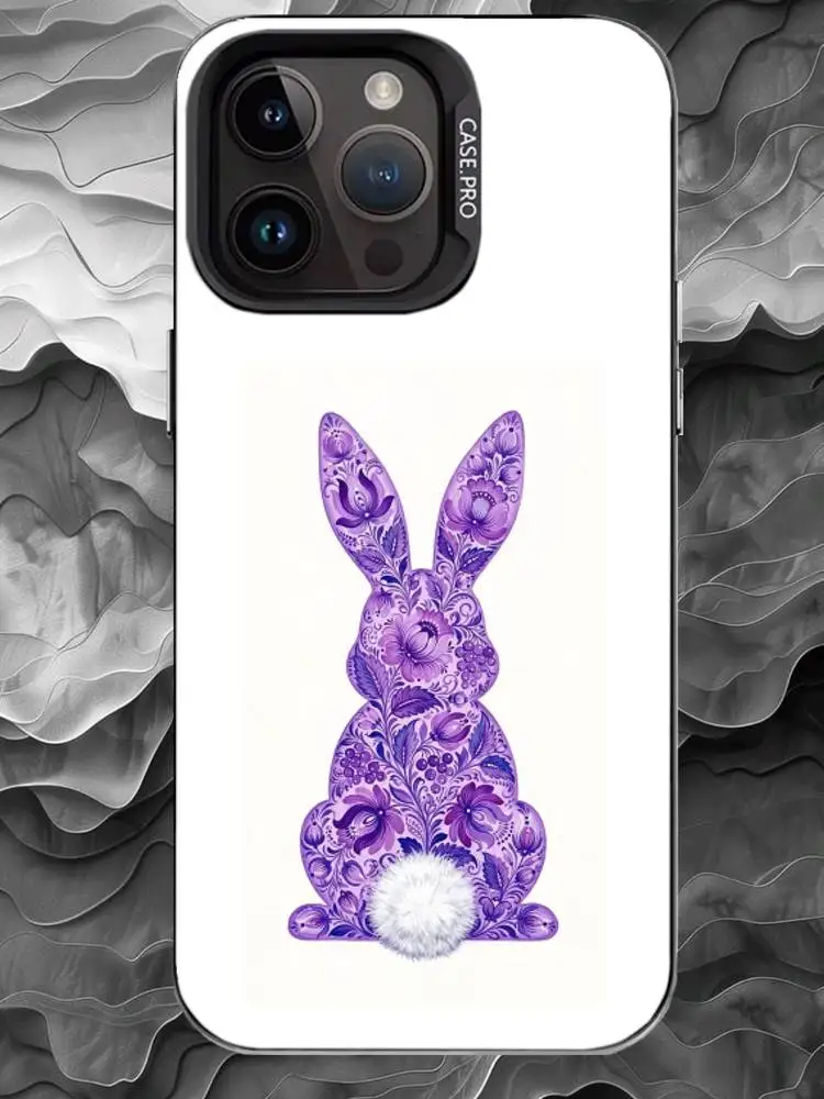 E-Easter bunny Phone Case For iPhone 17 16 15 14 13 12 11 Pro Max Plus Silver Matte Black Cover