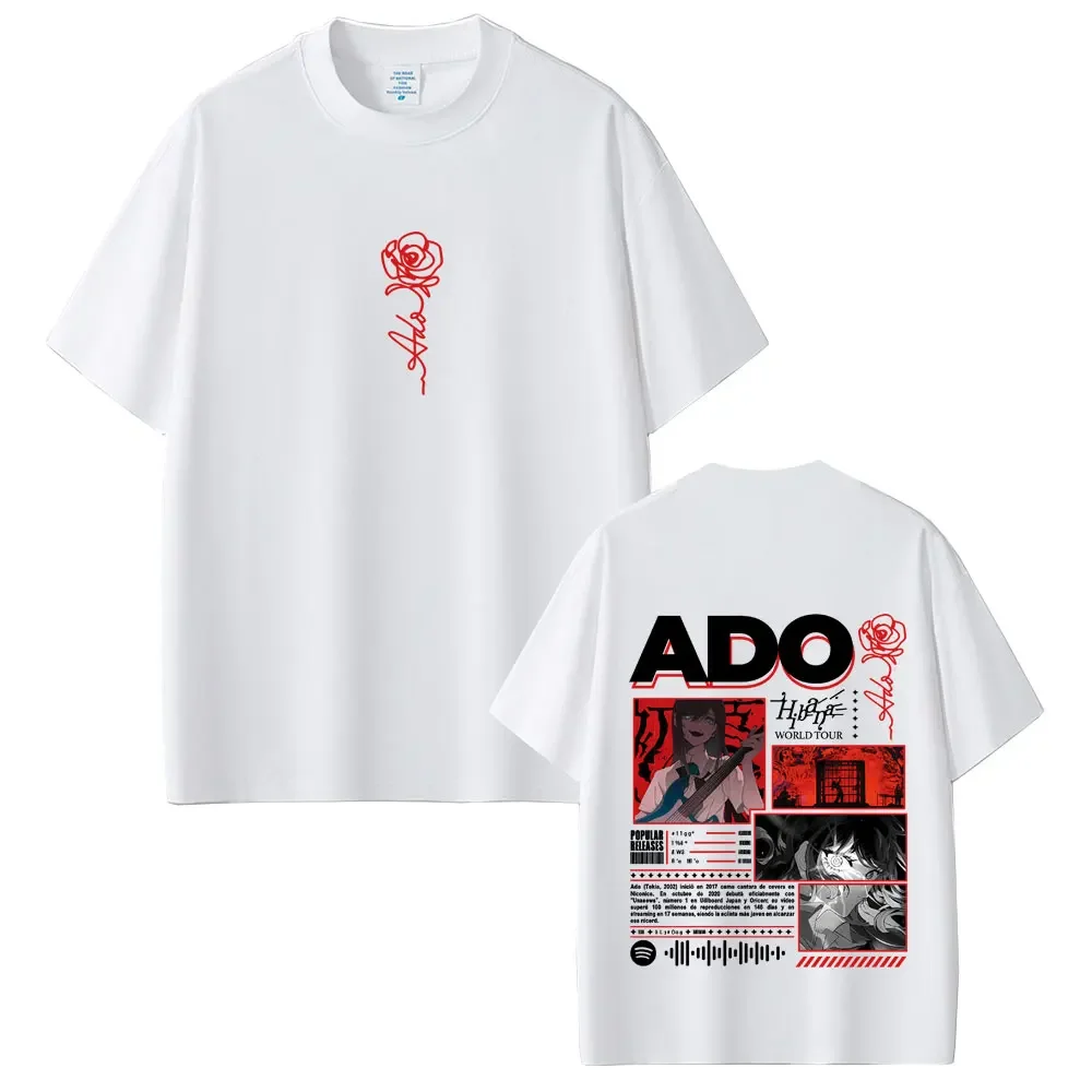 أدو هيبانا جولة حول العالم تي شيرت الرجال النساء موضة موسيقى البوب تي شيرت للجنسين Y2k النمط الياباني الشارع الشهير الذكور عادية التي شيرت #3