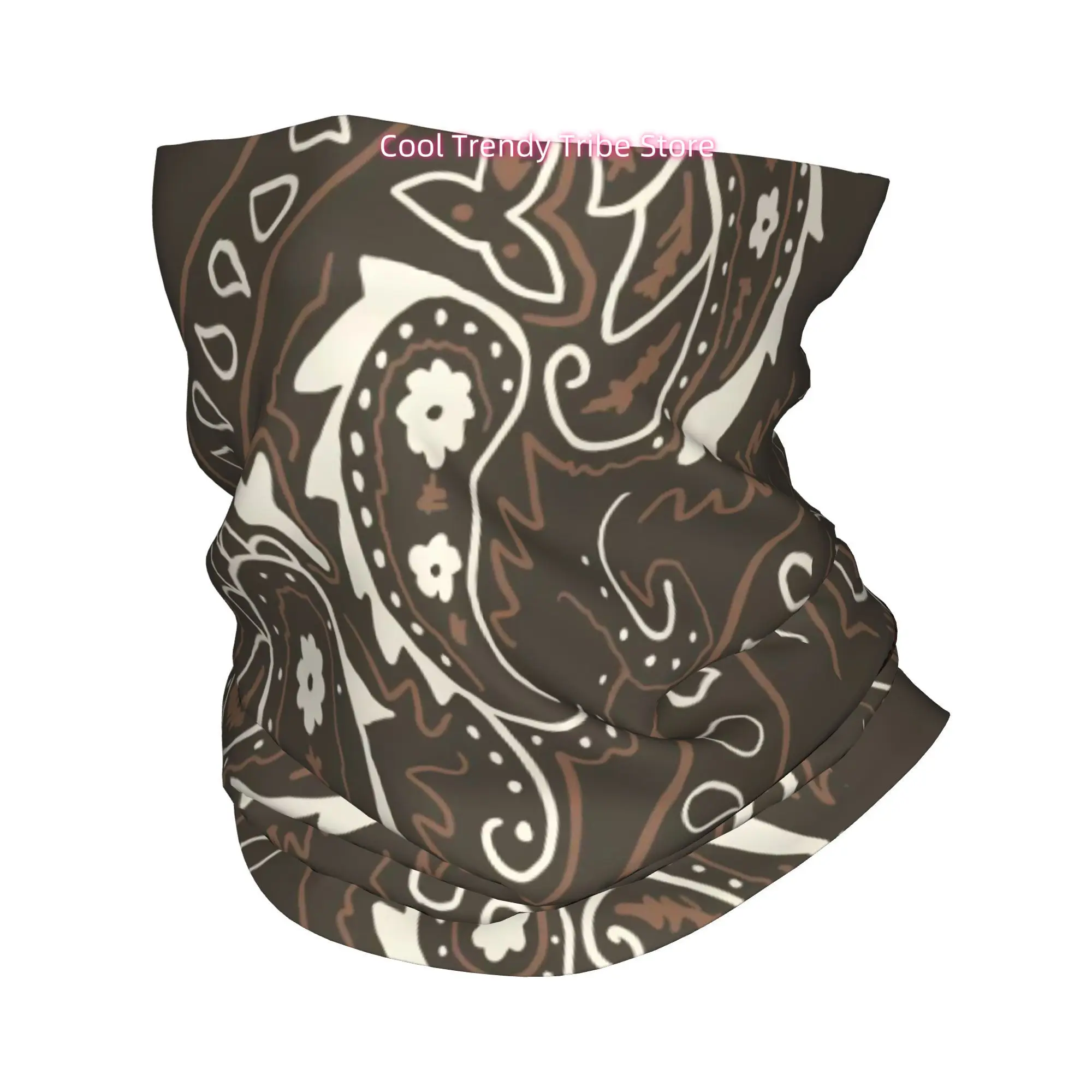 Vintage Brown Paisley Bandana Pattern Western Boho Novelty Head Scarf Bandana for Women Boho Floral Hair Wrap Summer Beach Headb