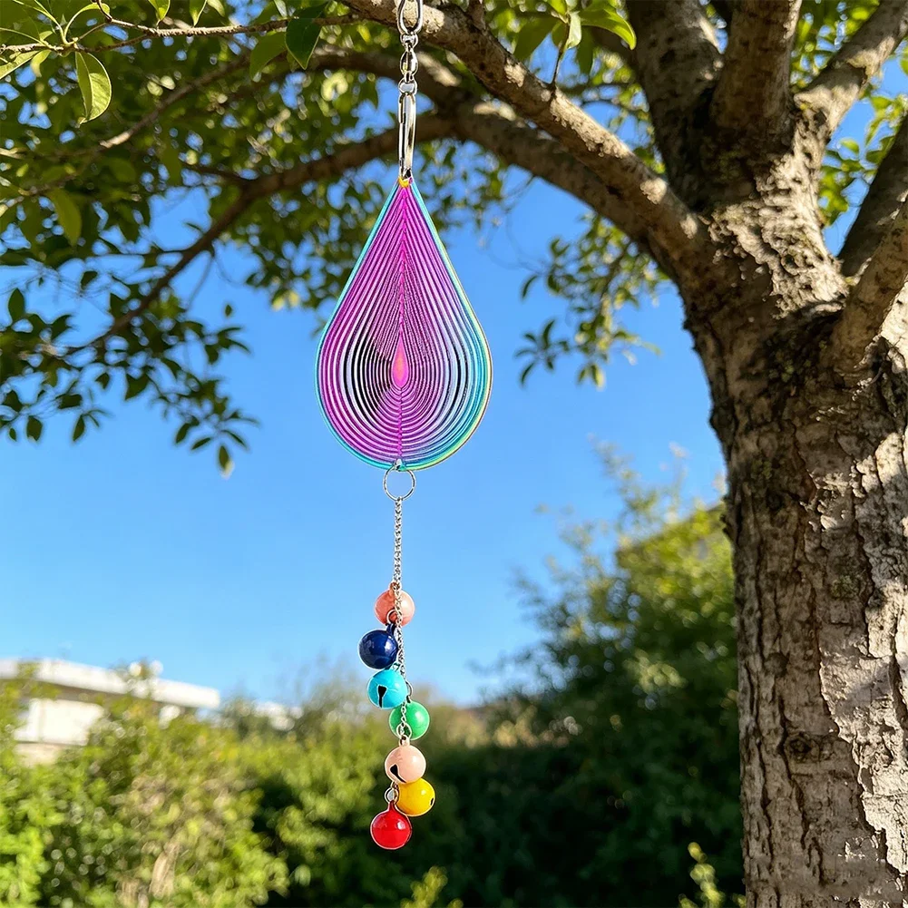 Rainbow Wind Chimes Dazzling Visual Sound Effect Waterdrop Wind Spinner Bells Hanging Garden Window Pendant Decor Bird Deterrent