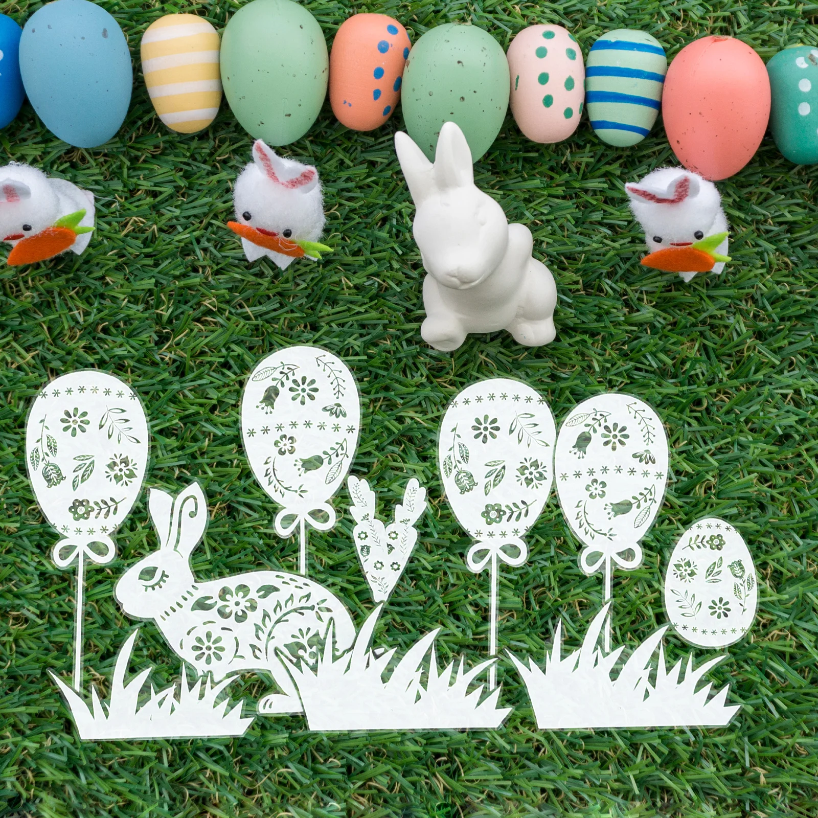 

3Pcs Easter Bunny Wall Stickers Cute Rabbit Egg Decals Removable Nursery Bedroom Kids Room Holiday Decoration Window Clings