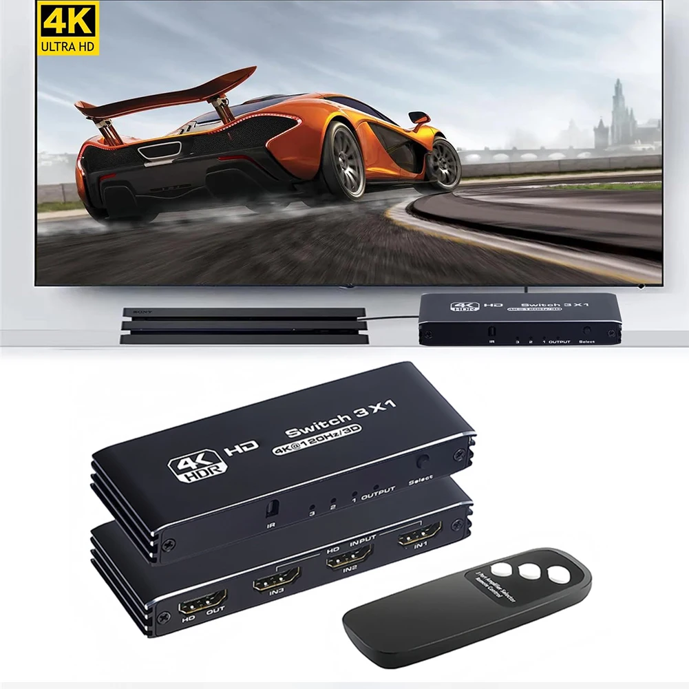 

HDMI-Compatible Switch Plug and Play Switcher IR Remote Control Support Three Switching Mode for HD-DVD PS3/4/5 Xbox 360