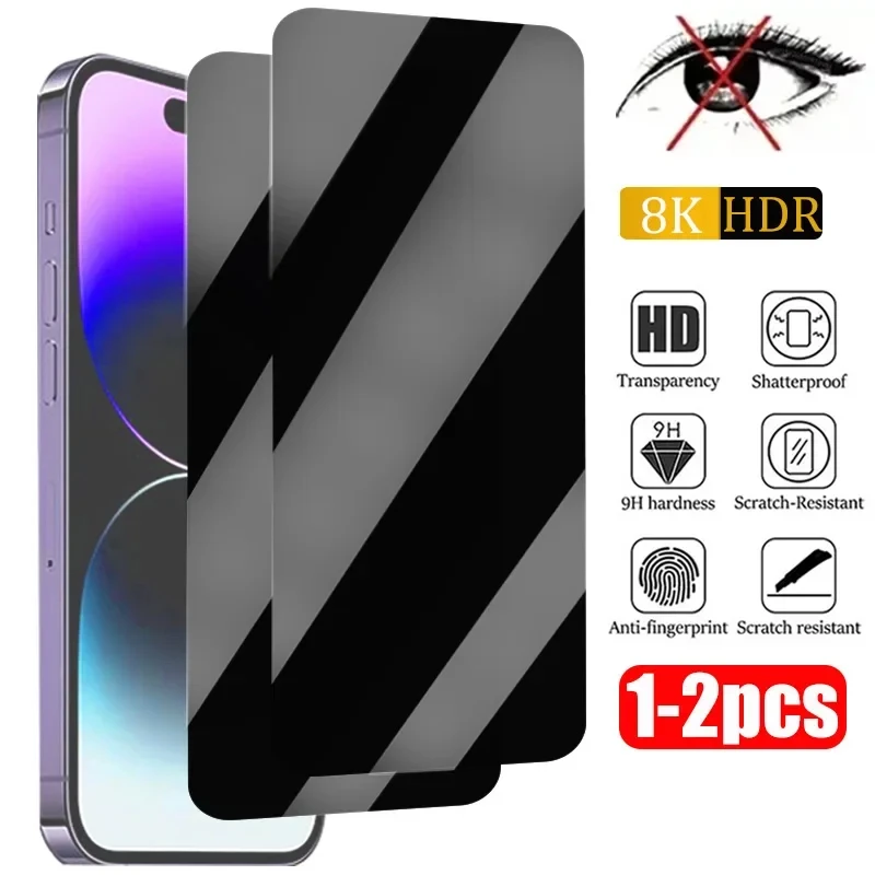 1-2PCS Privacy Screen Protector for iPhone 16 15 14 13 12 11 Pro Max 13 Mini X XS XR 7 8 6 Plus SE 2020 2022 Anti-Spy Glass Film