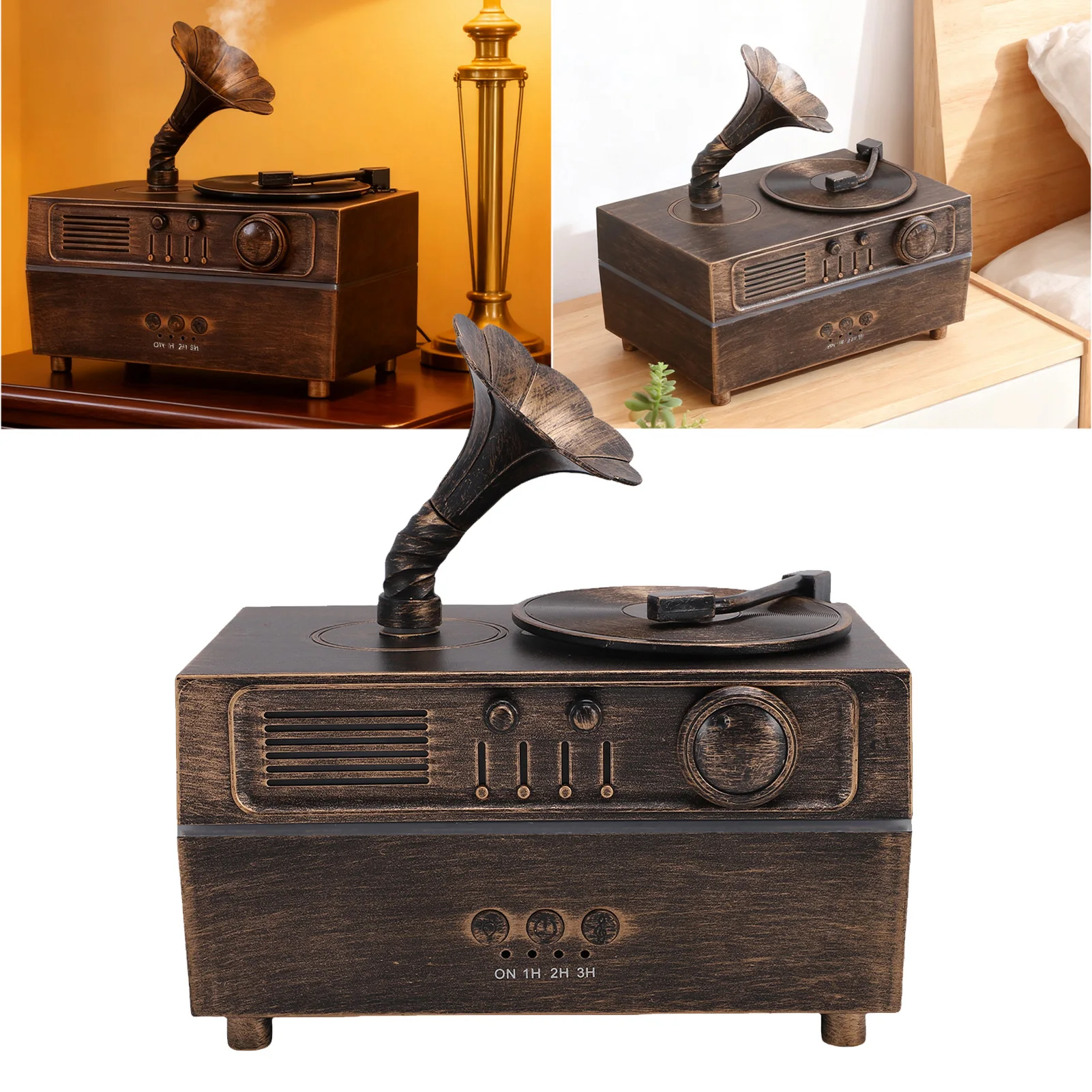 

Ретро-аромадиффузор в стиле граммофона, винтажный увлажнитель воздуха с функцией холодного тумана, 5В