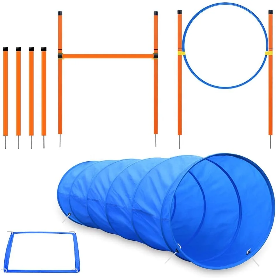 

Dog Agility Equipment Obstacle Course Training Starter Kit Pet Outdoor Games Backyard Dog Play Run Jump Tunnel Obedience Set