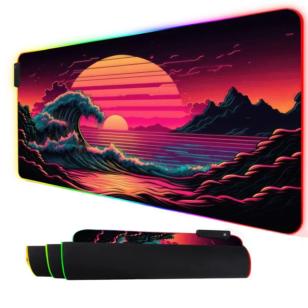 

RGB Mouse pad Artistic fantasy sunset design LED glow gaming mat rubber anti-slip Desk Mat pc accessories Gaming keypad mousepad