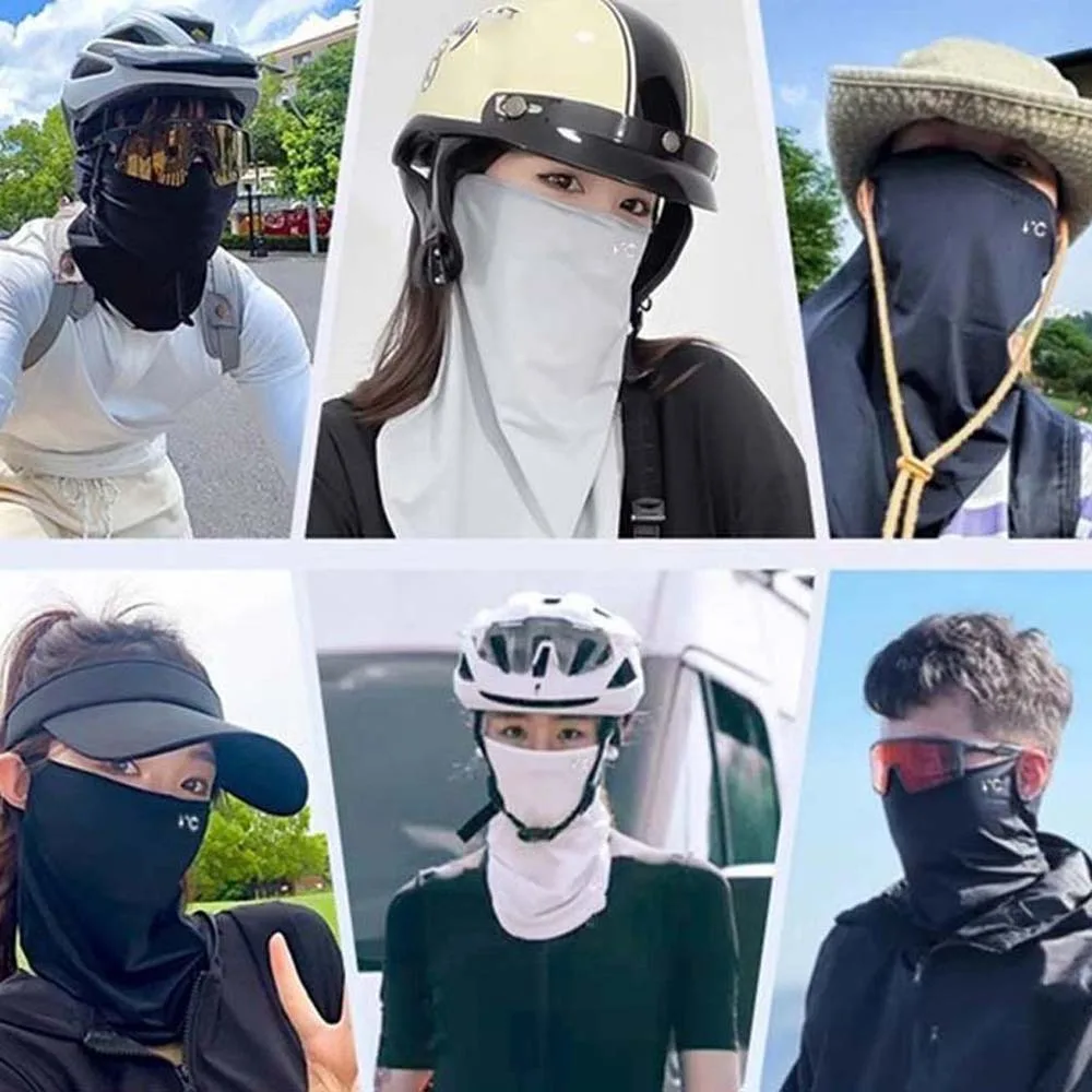 

3pcs/set Breathable Ice Silk Mask Quick Drying Elastic Ice Silk Sunscreen Sleeves Neck Scarf Face Shield Men Sunscreen Veil