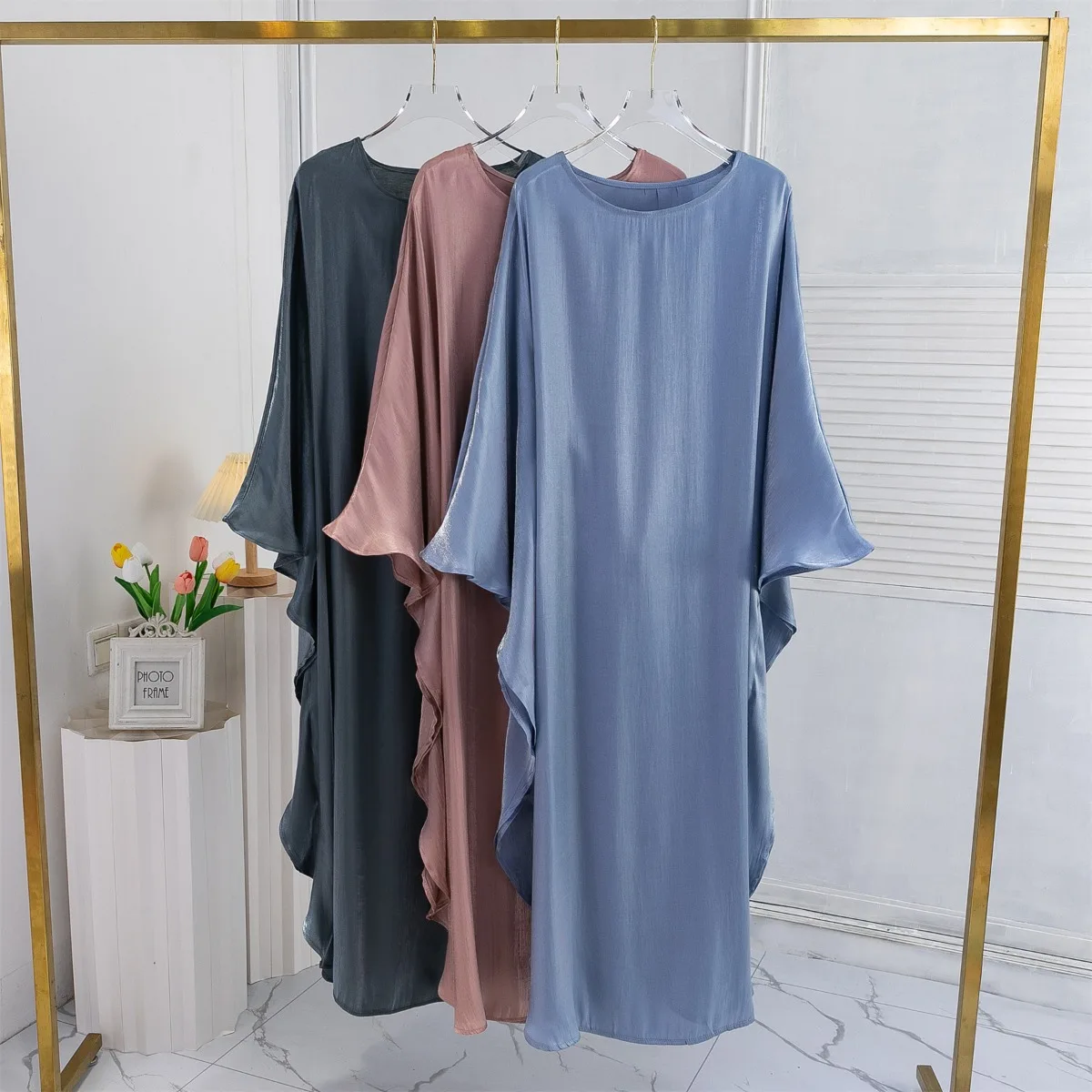 Muslim Abayas Loose Islamic Dresses Women Jilbabs Muslim Maxi Party Dress Lace Up Casual Solid Robe Ramadan Dresses Kaftan