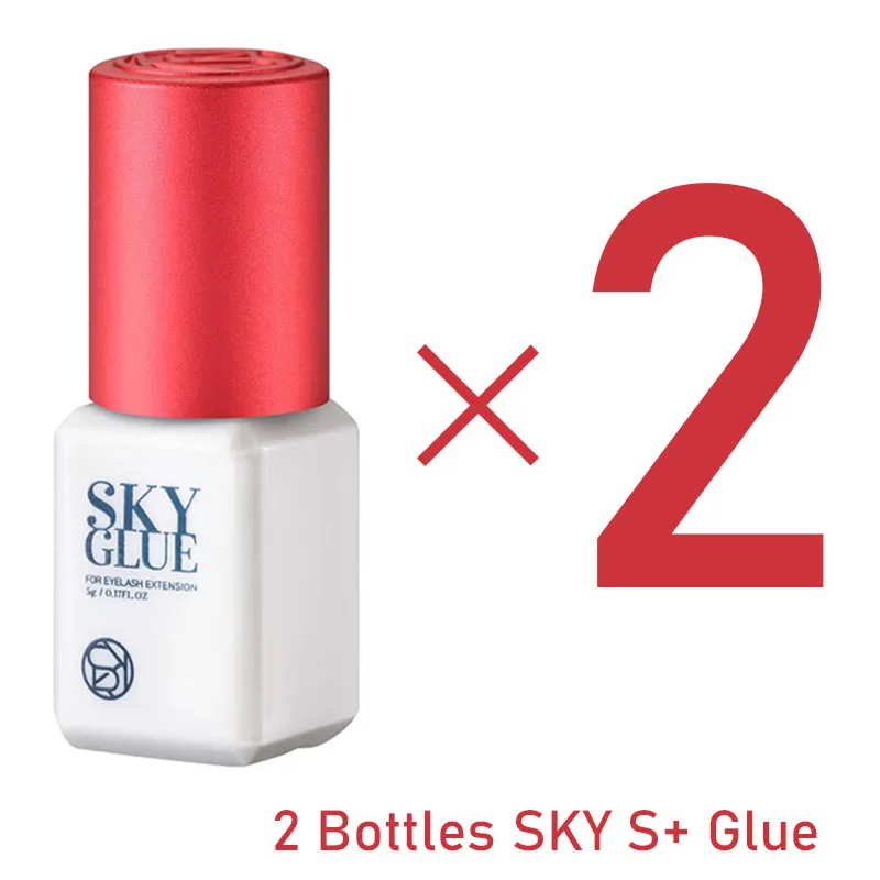 2 Bottles Sky Glue S+ Type Red Cap Original Korea Eyelash Extension 5ml Beauty Shop Makeup Tool Low Smell No Irritation Adhesive