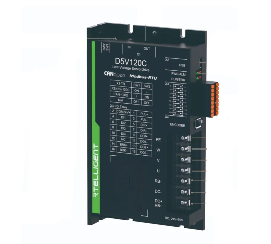 CanOpen Function for  DC48V Low voltage 100W/ 200W 400W 750W 1000W 1500W With D5V120C D5V250C D5V380C DC Servo Driver