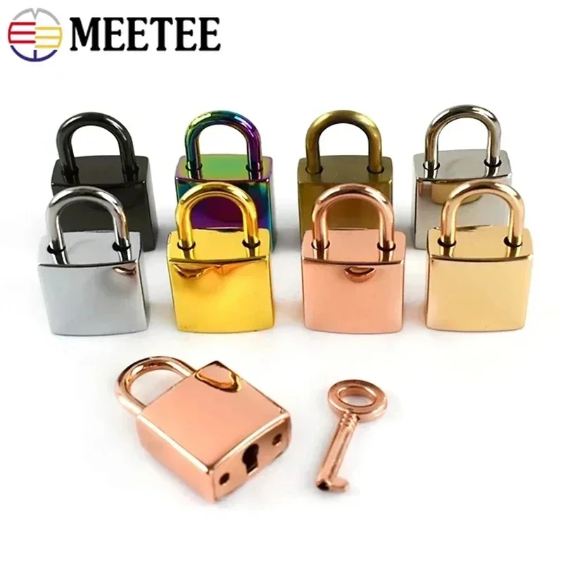 Meetee 2/5/10/20Pcs Metal Key Padlocks for Luggage Square Lock Clasp Bags Handbags Padlock Decorative Closure Buckle Accessories