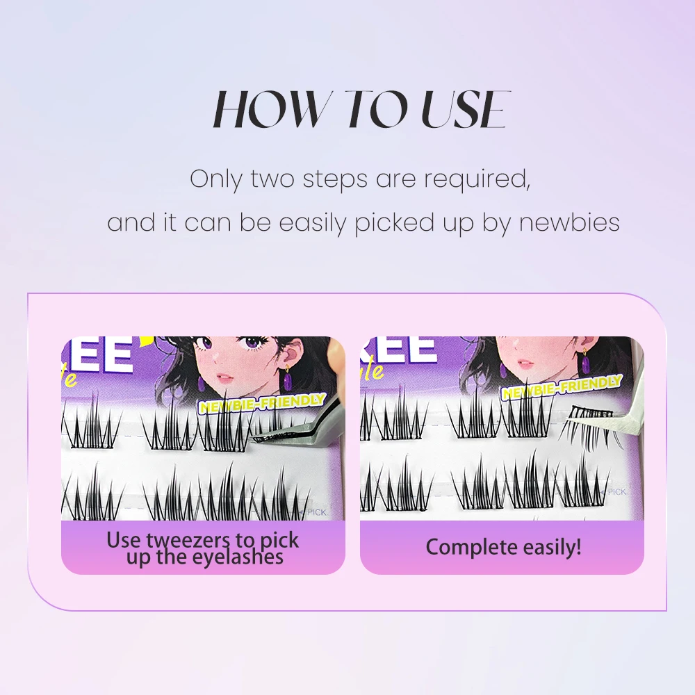 Yelix Comic Cluster Wimpers 10 Rijen Lijmvrije Valse Wimpers Enkele Cluster 9-13 MM C Krul Natuurlijke zelfklevende Valse Wimpers