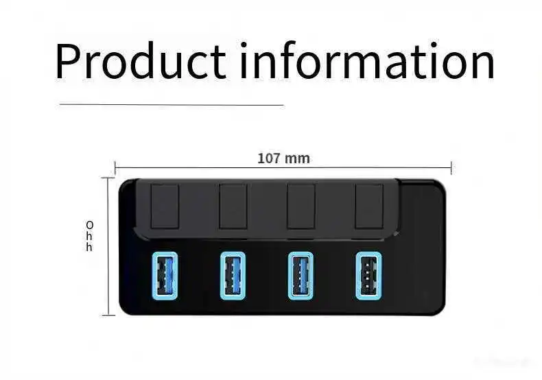 4-Port USB 3.2 Gen2 Hub, Compact Portable 10Gbps USB Splitter for Mobile Office Expansion