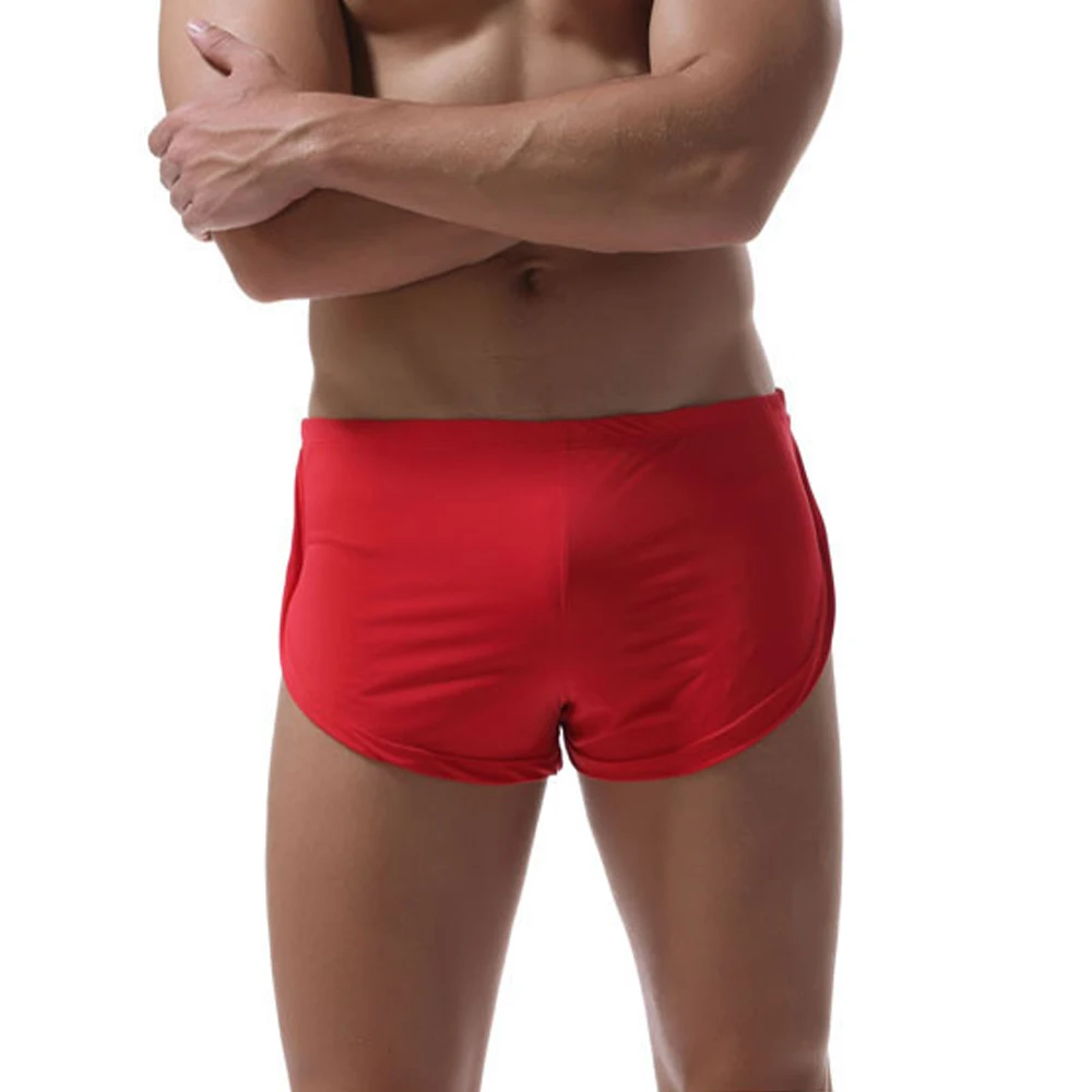 

Knickers Panties Thongs Knicker Briefs Breathable Ice Silk Pouch Trunks Men's Underwear Boxer Briefs Solid Color Short