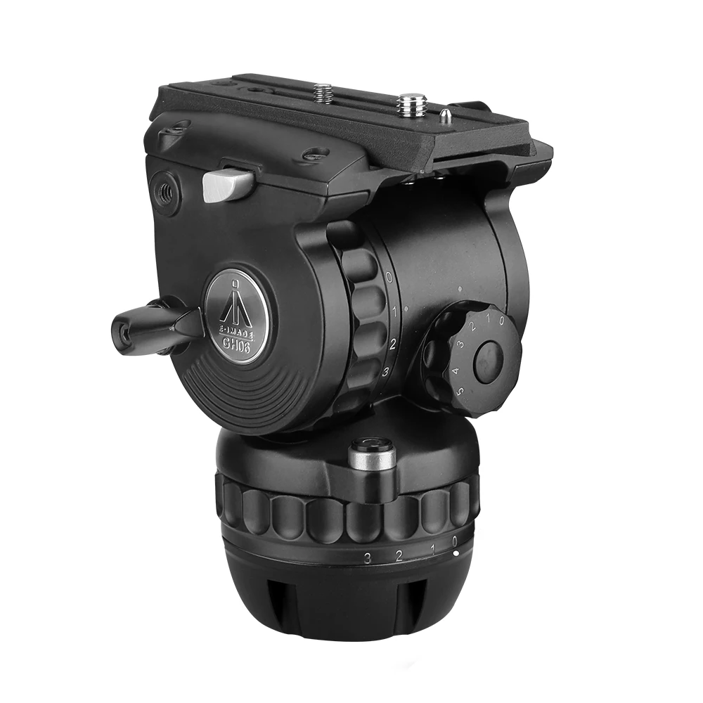 E-IMAGE GH06F Professional Flat Base Fluid Video Head 6 Step Counterbalance 13.2 Lb Max Payload
