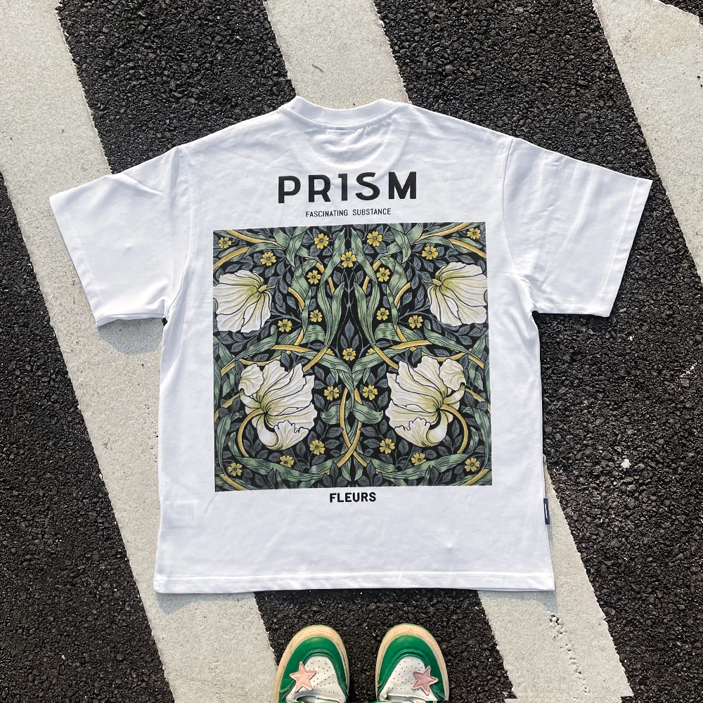 Heavyweight 260G Oil Painting Feel Print T-Shirt Large Size Short Sleeve Half Sleeve Cotton Blend round Neck Summer Top