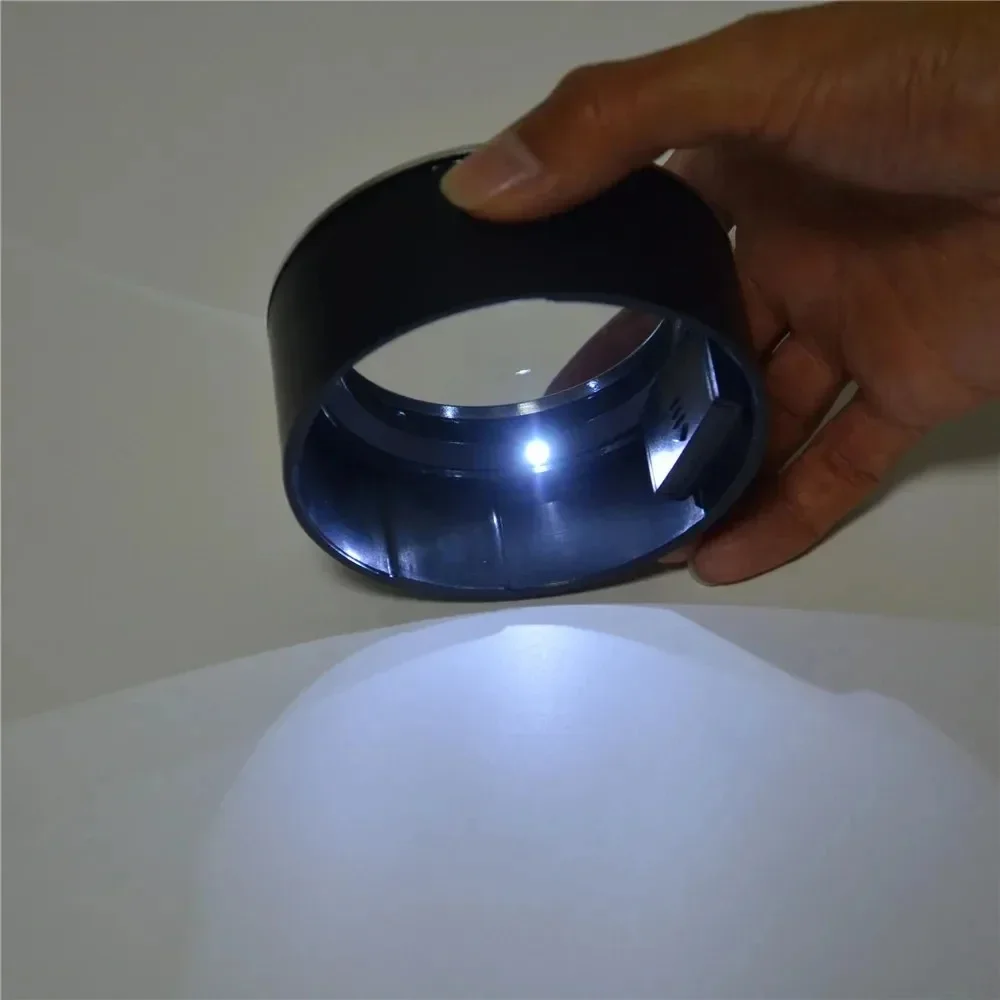 Cylinder Magnifier 5X 3 LED Illuminated Book Page Paperweight Magnifier Optical Glass Lens Map Jewelry Reading Magnifier