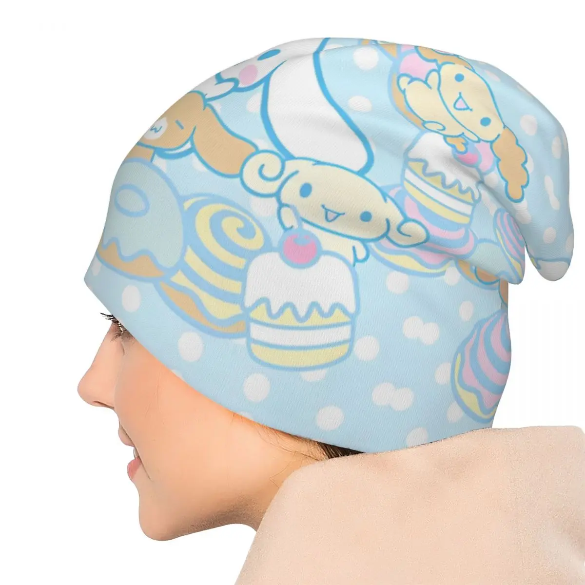 かわいいシナモロールスカリービーニー帽子漫画ファッション男性女性ストリートキャップ暖かい多機能ボンネット帽子