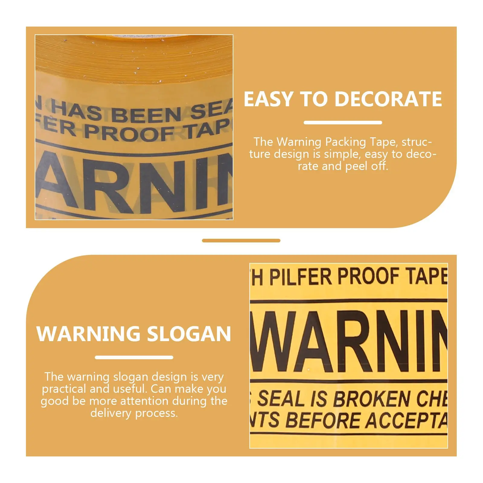 Warning Packing OPP Waterproof Duct Tape Sealing Package Gifts Practical Decorative Peel Easy Apply Shipping Tape Roll Goods