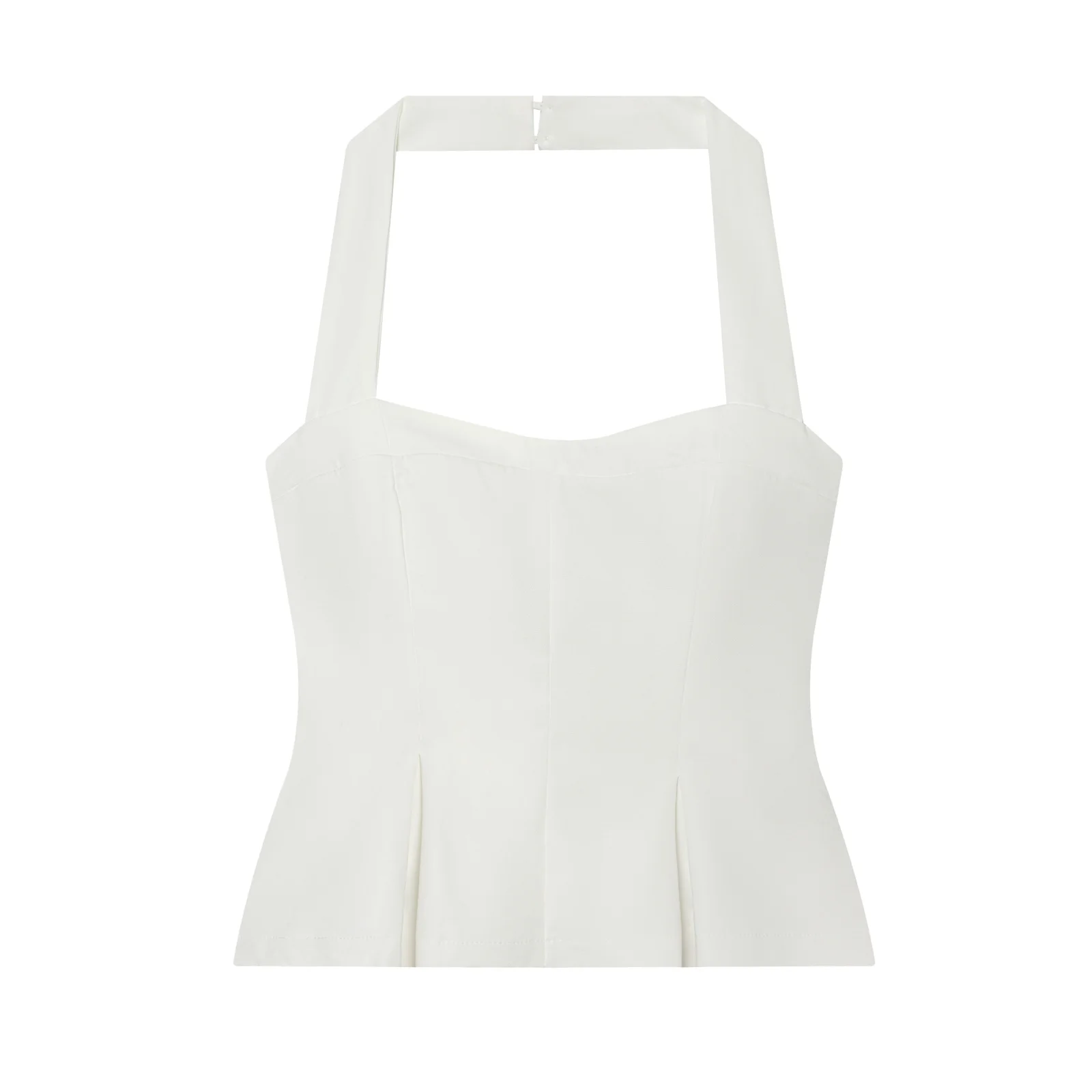 Willshela Women Fashion Solid Pleated Backless Side Zipper Tank Tops Vintage Halter Neck Sleeveless Female Chic Lady Tops