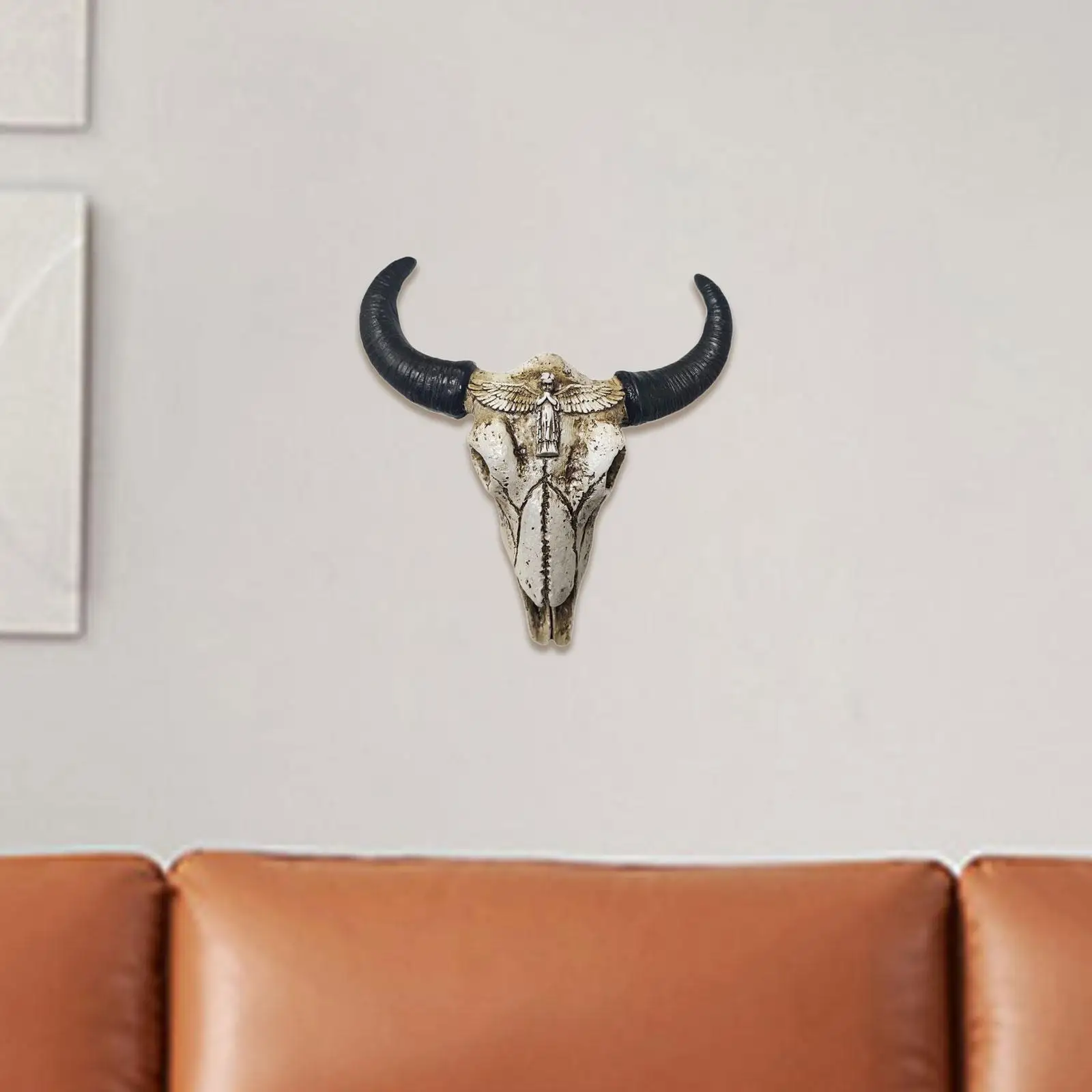 Bison Bull Skull Wall Decor 3D Wall Plaque Wall Hanging Ornament Head Skull Sculptures for Wall Office Home Decoration