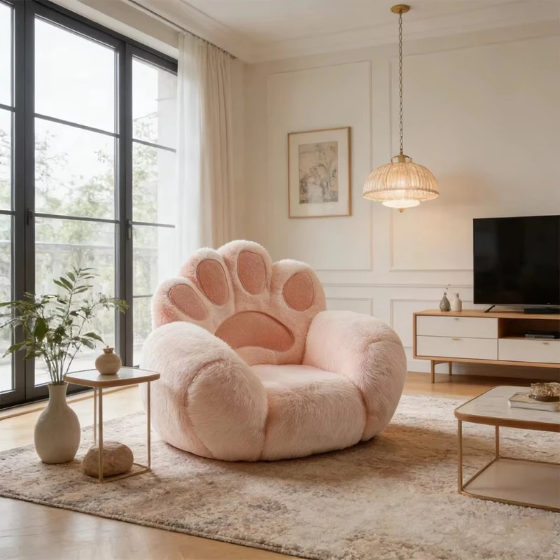 Modern single sofa chair pink claw recliner upholstered seat