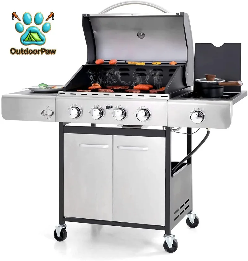 Propane Gas Grill 4 Burners Stainless Steel Cooking Grill Outdoor BBQ 48000 BTU