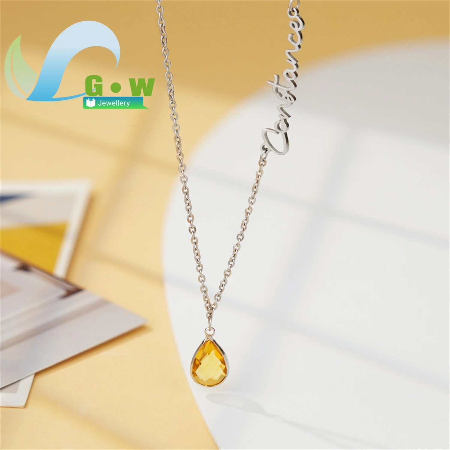 

Ожерелье из нержавеющей стали с именем для женщин, премиум-класса, с камнем по месяцу рождения, с инициалами, персонализированный подарок, аксессуары, напрямую от производителя