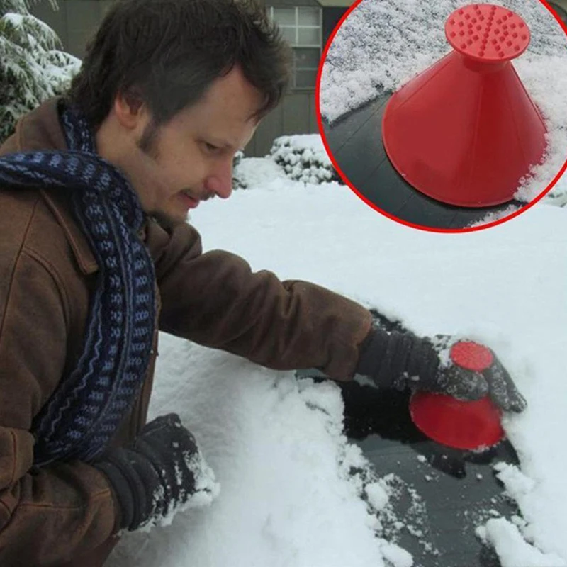 4pcs Car Window Windshield Magic Ice Scraper Funnel Snow Shovel, Car Circular Plastic Snow Shovel Snow Scraper Snow Removal Tool