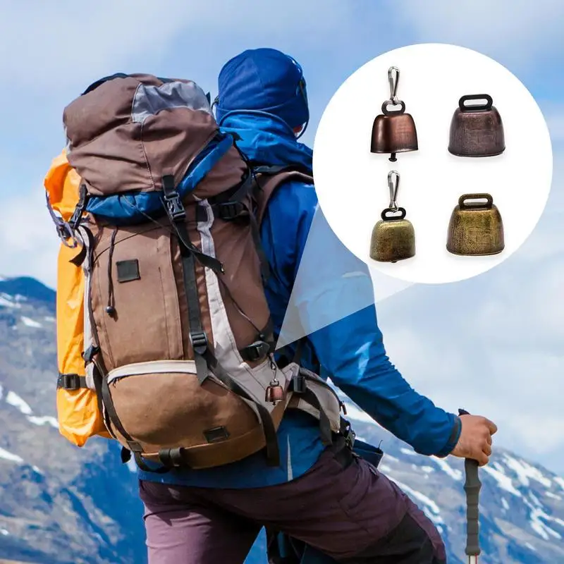 Hiking Backpack Carabiner Warning Bell For Traveling Outdoor Anti-Lost Pet Collars Bell Bear Repelling Bell Portable Hiking Gear