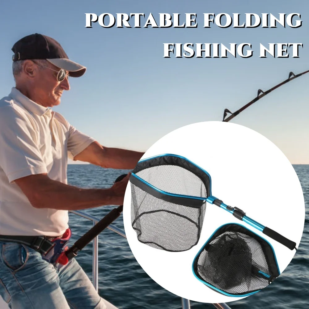 

1.05m Floating Fishing Net Portable Folding Landing Fishing Net For Freshwater Saltwater Glued Black Pit Competitive Fishing Net