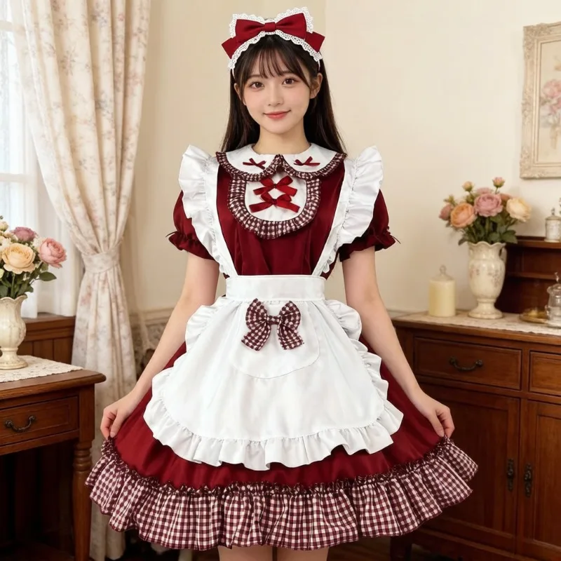 

Lolita Princess Dress, Anime Maid Cosplay, Kawaii Plaid Bow, Plus Size Waitress Outfit, Party Stage Role Play Festive Costumes