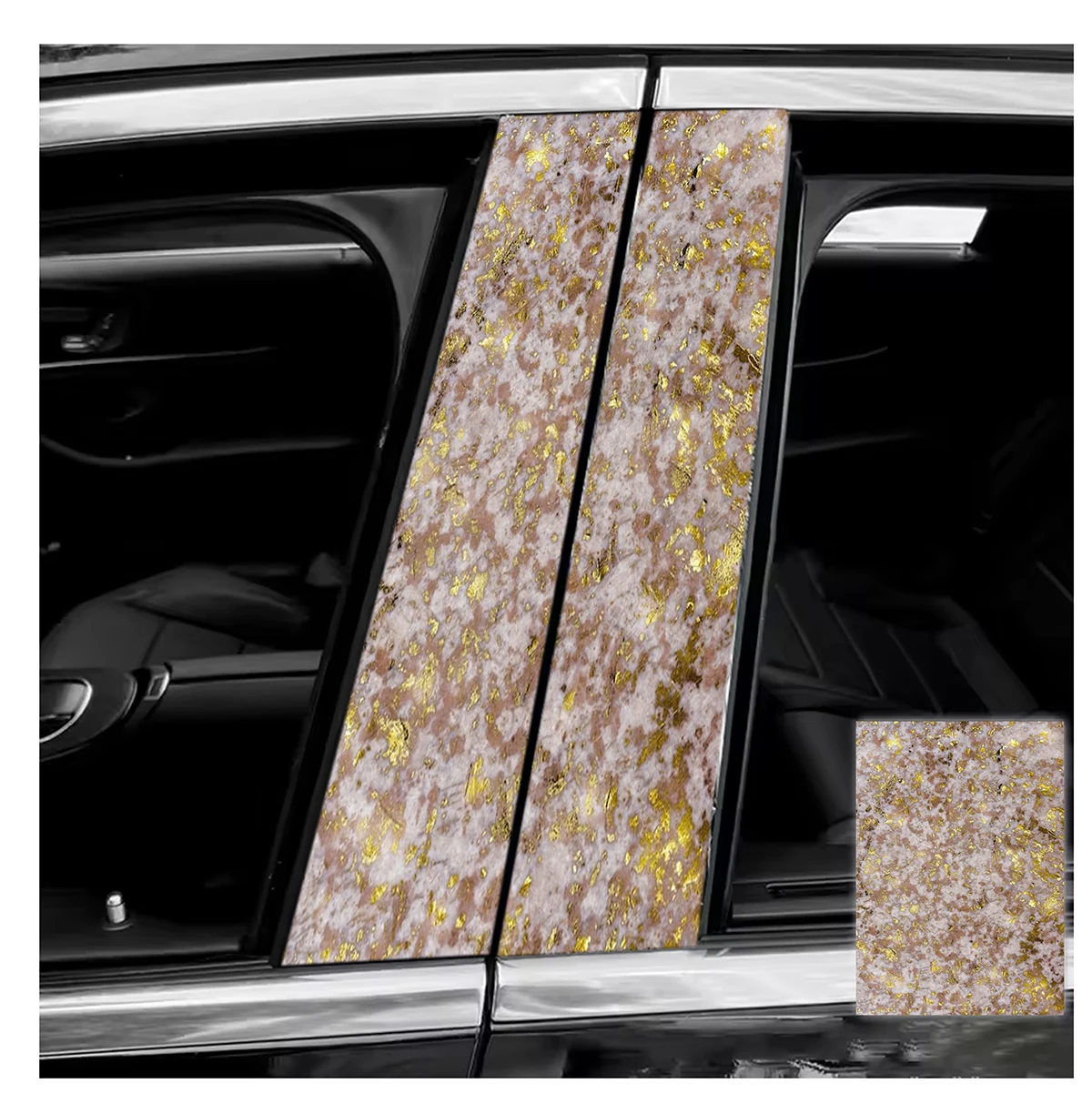 Car Pillar Trim Holographic Glitter Gradient Sequins Bling Door Decals Waterproof B Column Anti-Scratch Vinyl Auto Ornament