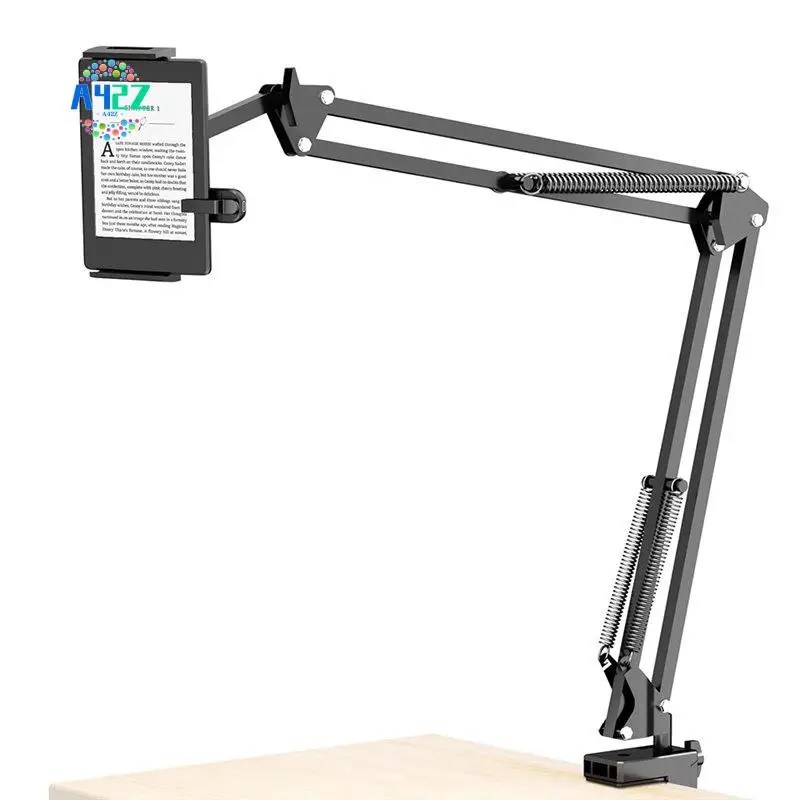 A42Z-Hands-Free Bedside Tablet Holder With Auto Clicker, Adjustable Desk Stand For Phone Tablets