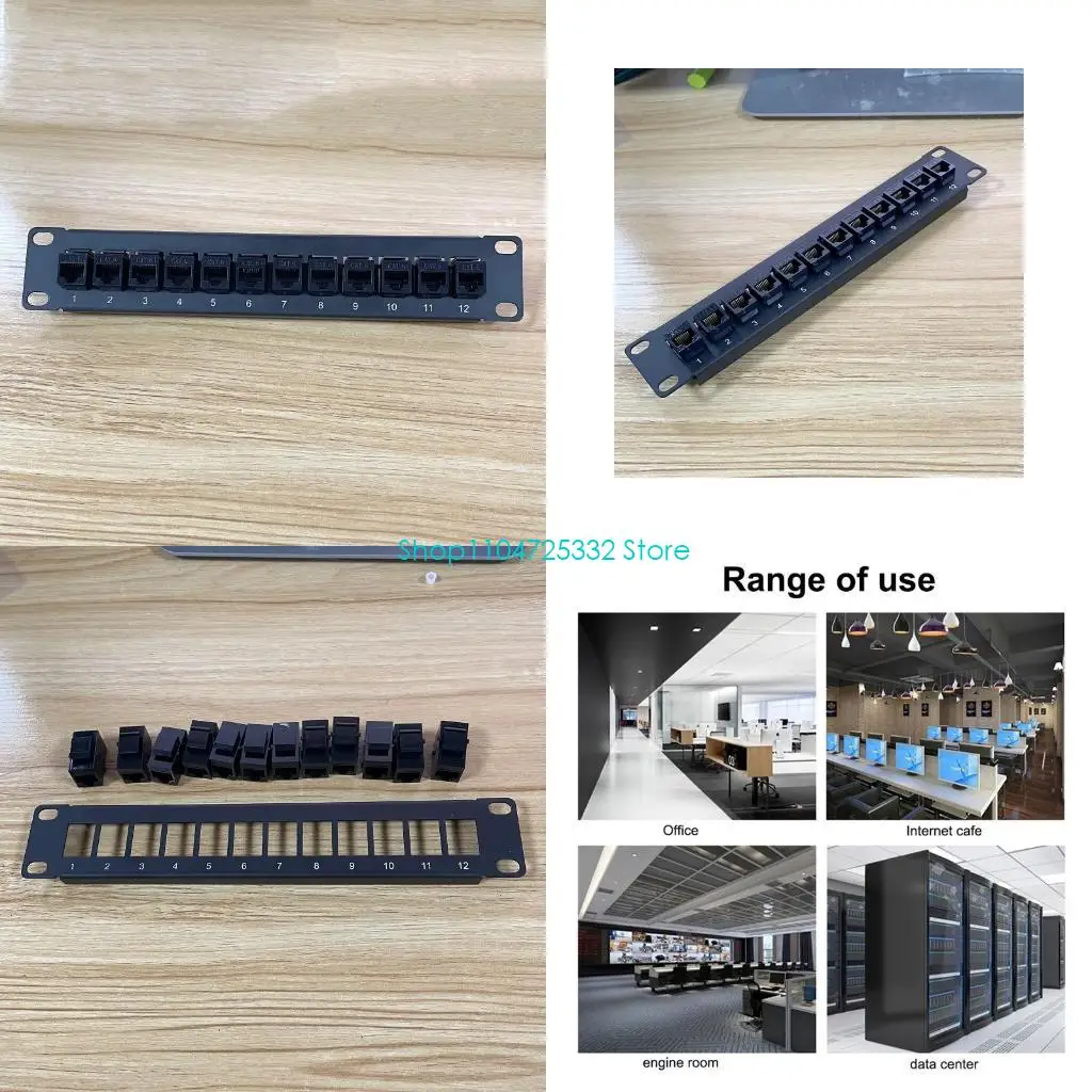 P5EA Patch Panel 12 Port CAT6 10G Support 1U Patch Panel UTP Wallmount or Rackmount Down Block for CAT6