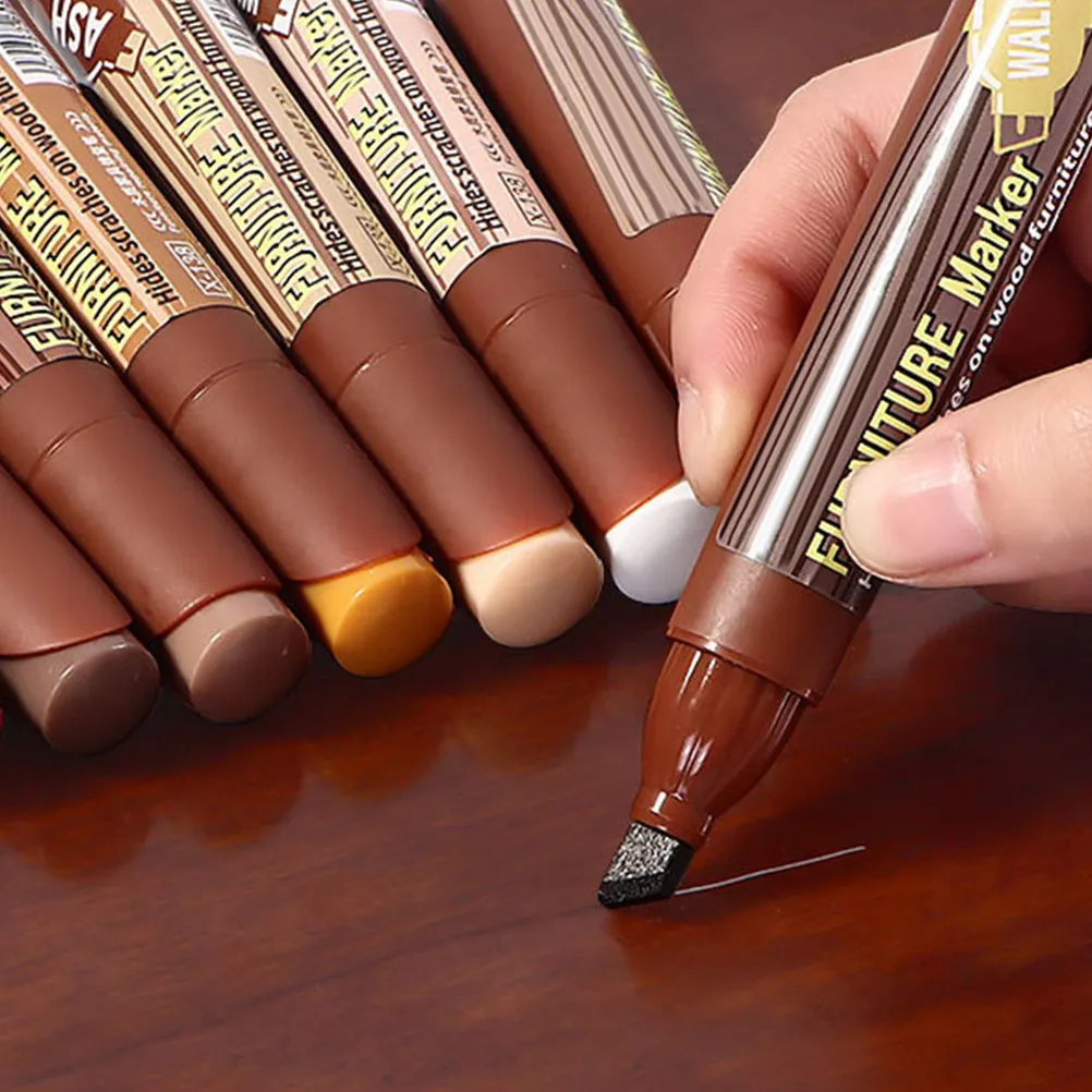 

7Pcs Furniture Touch-Up Markers Wood Scratch Repair Pens Quick Dry Safe for All Wooden Furniture Paint Matching Repair Kit