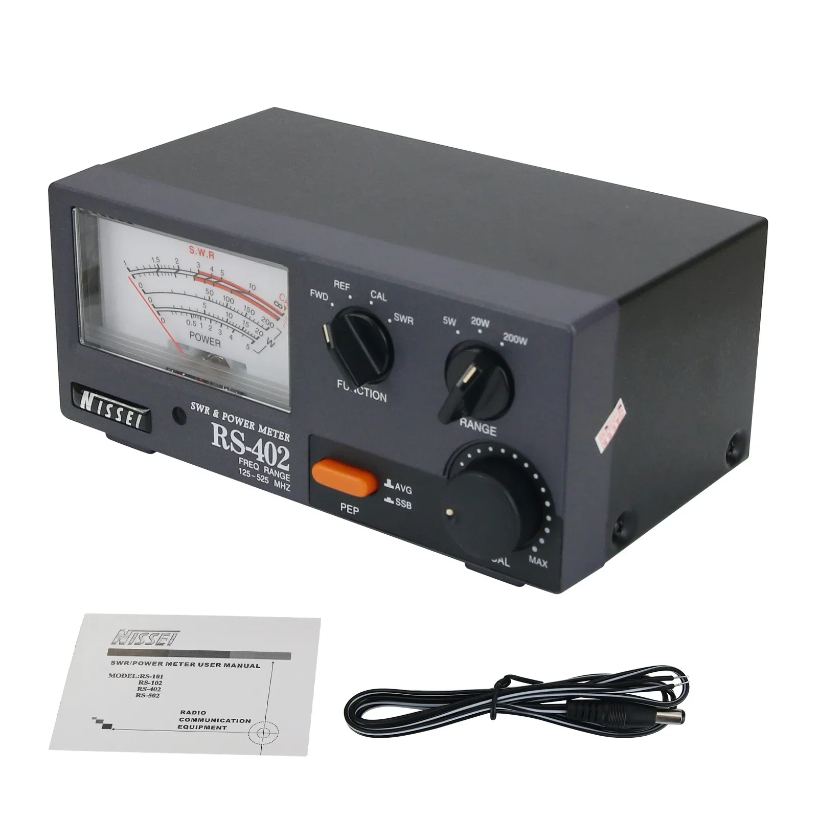 NISSEI RS-402 Power Meter 125-525MHz 200W SWR Watt Meter With Large Meter Display