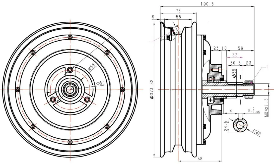 Made in china 12 pollici rotore esterno singolo albero 72v 2kw Dc Brushless triciclo motori del mozzo del motociclo