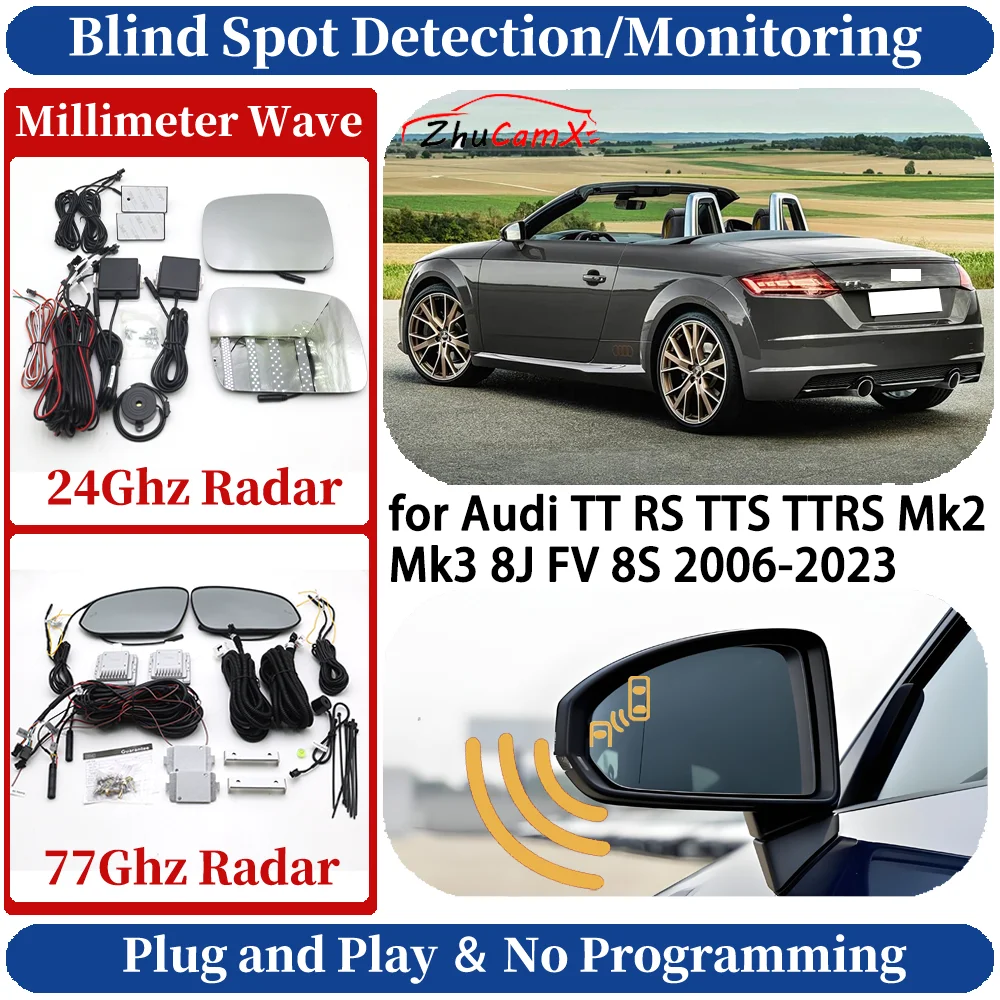 Blind Spot Monitoring/Detection System for Audi TT RS TTS TTRS Mk2 Mk3 8J FV 8S Night Driving Side Assist Lane Change Assist