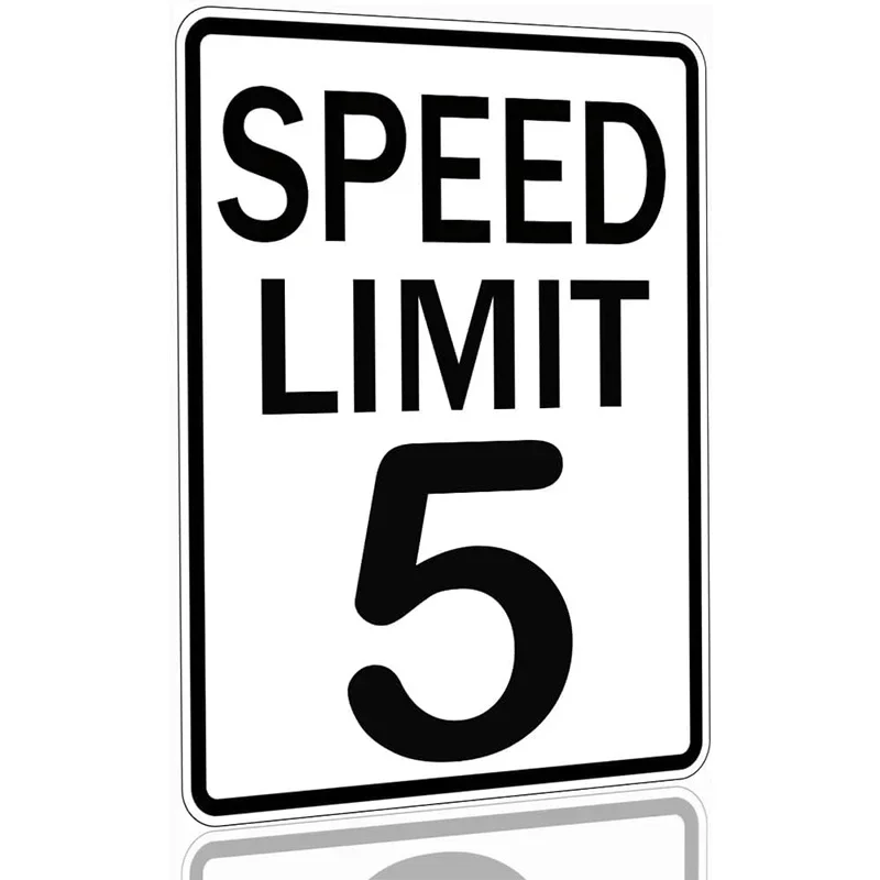 علامة كلاسيكية من الألومنيوم مقاس 8 × 12 بوصة "حدود السرعة 5 ميلا في الساعة" - ديكور حائط باللونين الأبيض والأسود لغرفة النوم والمرآب وكهف الرجل #1